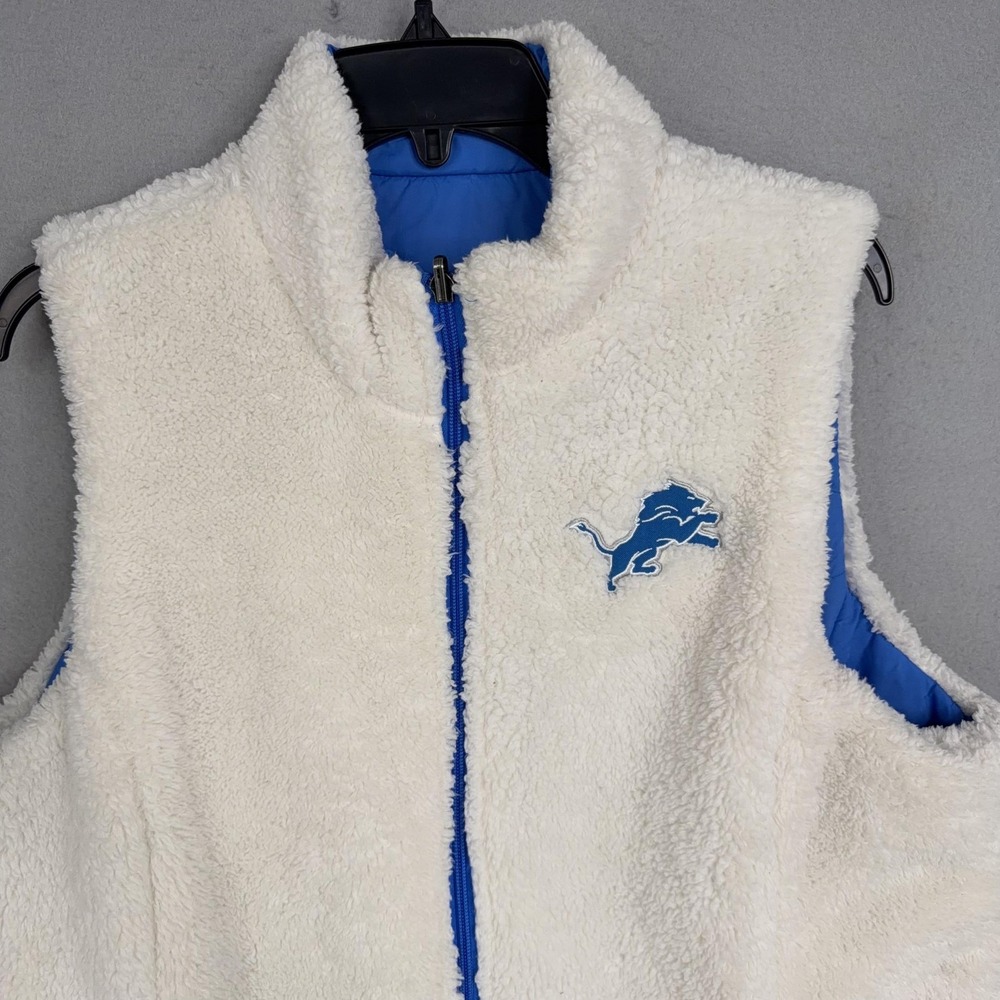 Detroit Lions Vest Womens Large Blue NFL Football Team Apparel Reversible - Picture 7 of 11